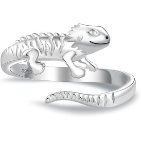 Bearded Dragon Ring for Women: 925 Sterling Silver Cute Beard Dragon Ring Hypoallergenic Lizard Rings Reptile Animal Jewelry Gifts for Daughter Lovers in Saudi Arabia
