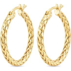 14K Gold Hypoallergenic Hoop Earrings for Women Weave Design Gold Hoops Timeless Everyday Luxury Earrings Perfect Mother’s Day and Birthday Gifts in Saudi Arabia