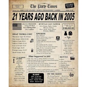 giftsfarm زينة عيد الميلاد الحادي والعشرون لها أو له، مرة أخرى في عام 2005، بطاقة عيد ميلاد 21، خمر 21 سنة الطرف بطاقة ملصق اللوازم المركزية للرجال والنساء، 21 زينة عيد ميلاد in Kuwait