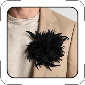 Feather Flower Brooch Pin for Women Dainty Oversized Floral Lapel Pins Elegant Feather Corsage Brooches Suit Clothes Shawl Dress for Wedding Party Banquet Dance Fashion Jewelry in Saudi Arabia