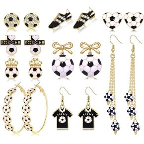 9 Pairs Soccer Earrings for Women Soccer Ball Stud Hoop Earrings Sporty Soccer Jewelry Gift Game Day Outfits Accessories Party Favors in Kuwait