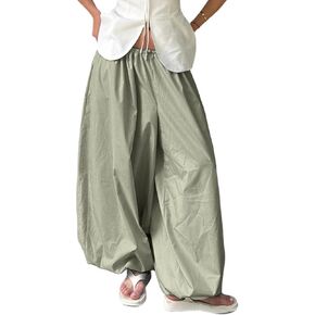 Famnbro Womens Baggy Balloon Pleated Pants Y2k Drawstring Waist Wide Leg Barrel Hippie Palazzo Harem Trousers in Saudi Arabia