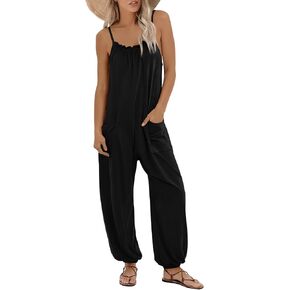 Women Summer Loose Jumpsuits Casual Sleeveless Spaghetti Strap Rompers Trendy Beach Vacation Outfits in Saudi Arabia