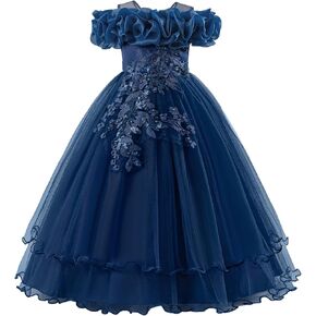 Girls Birthday Party Dress Cold Shoulder Round Neck Sequin Floral Tiered Tulle Tutu Ball Gown Wedding Flower Girl Dress in Saudi Arabia