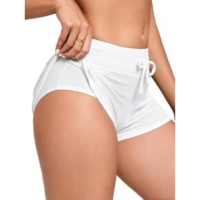 Women's Low Rise Drawstring Swim Shorts, Boyshort Board Shorts with Liner, Bikini Tankini Bathing Suit Bottoms in Saudi Arabia
