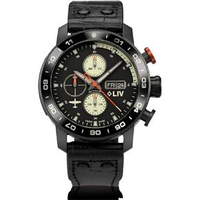 LIV P-51 Pilot Night Vision, Titanium 46MM Swiss Automatic Day-Date Chrono Watch - Unidirectional Ceramic Bezel - High-Grade Titanium Case - Sapphire Crystal in Saudi Arabia