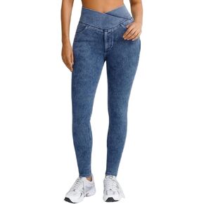 BRXL Skinny Jeans for Women Stretchy High Waisted Soft Crossover Jeggings Cute Cotton Denim Leggings with Pockets in Saudi Arabia