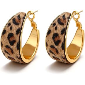 Leopard Earrings Leopard Print Hoop Earrings for Women Vintage Animal Print Large Hoop Earring Geometric Chunky Large Earring Trendy Statement Jewelry Accessories Birthday Gifts in Saudi Arabia