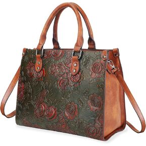 Crossbody Bag for Women Shoulder Bag Top Handle Tote Purses Vintage Satchels Handbag Embossing Rose in Saudi Arabia