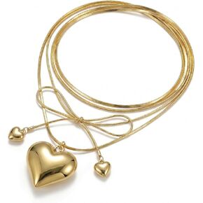 Chunky Heart Tie Necklace for Women, Wrap Choker with Heart Locket Pendant, in Saudi Arabia