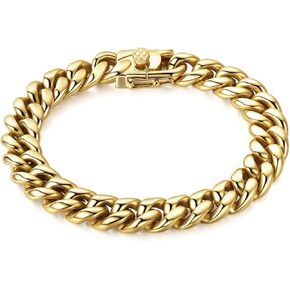 10mm 12mm 14K Real Gold Plated Miami Cuban Link Chain Bracelet 316L Stainless Steel Thick Hypoallergenic Hip Hop Jewelry for Mens Women Christmas Birthday Gift in Saudi Arabia