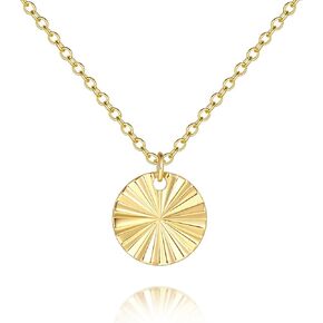 FENIMI 14K Gold Necklace for Women Gold Pendant Necklace for Women Trendy Medallion Radiant Graceful Charm Simple Coin Pendant Necklaces for Womens in Saudi Arabia