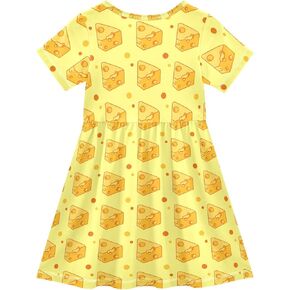 Cheese Cute Yellow Print Dress Girl Short Sleeve Casual Dress Kids Summer Sundress A-line 2-8T in Saudi Arabia
