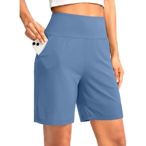 G Gradual Women's Bermuda Long Shorts with Pockets 9" High Waisted Knee Length Shorts for Women Walking Athletic Workout in Kuwait