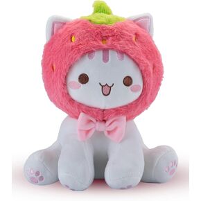 AIXINI Cute Shark, Frog & Strawberry Cat Plush Pillow Set – Huggable Stuffed Animal with Soft Filling, Adorable Sitting Pose, Comfort Gift for Kids & Adults (Strawberry, Medium Size) in Saudi Arabia