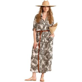 Gottex Women's Beach Life Multi Green Button Front Cover Up Kaftan Style Maxi Dress with Short Sleeves Relaxed Fit Essential in Kuwait