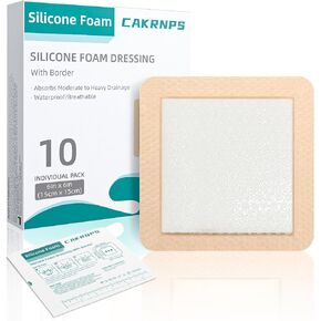 Silicone Foam Dressing 6x6 Gentle Border, Waterproof Silicone Bandages for Wounds Care,5-Layer Foam Dressing Pads for Pressure Ulcers, Painless Removal, Wound Care Pads for Bed Sore,10 Pack in Saudi Arabia