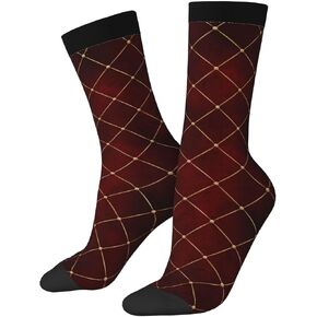 Fancy Burgundy And Gold Socks For Men/Women Gifts,Unisex Novelty Casual Dress Socks in Saudi Arabia