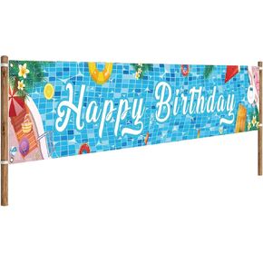 Pool Party Birthday Banner 118 * 20 Inch Pool Party Birthday Decorations Pool Party Banner Summer Party Decorations in Saudi Arabia