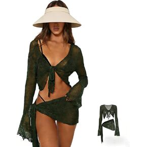 Bikini Cover Up Two Piece Swim Coverups for Bathing Suits with Long Sleeve Women Beach Wrap Swimsuit Outfits in Kuwait