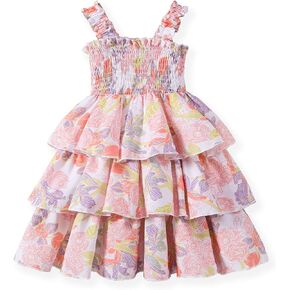 Girls Summer Dress Toddler Girl Dress Kids Sleeveless Floral Sundress Casual Strap Beach Dress Little Girls Summer 4-8 Years in Saudi Arabia