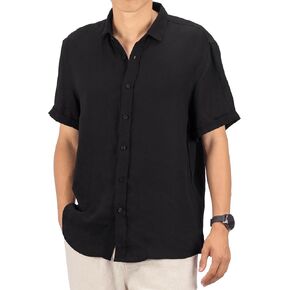 Men's Linen Shirts for Men 100% Linen Short Sleeve Casual Button Down Summer Beach Tops in Saudi Arabia