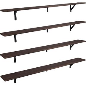 Long Wall Shelf,Large Floating Shelves for Wall,Wood Floating Bookshelves Hanging,Book Storage Display for Living Room Bedroom Office Bathroom Decor,4 Pack,36 Inch,Carbonized Black in Saudi Arabia