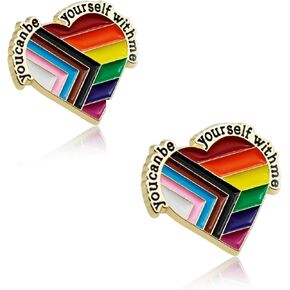 Pride Pins YOU CAN BE YOURSELF WITH ME LGBTQ Ally Pins,Heart Rainbow Brooch Trans Pride Accessories Enamel Pin Decoration for Backpacks,Clothes,Hats,Scarves and Bags in Saudi Arabia