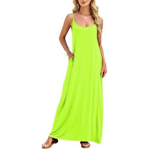 Naggoo Womens Summer Maxi Dresses Casual Long Dress Strappy Scoop Neck Sleeveless with Pockets in Saudi Arabia