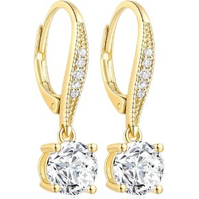 Gold Dangle Earrings for Women 14K Gold Earrings for Women Drop Earring for Womens Dangling Forever-Chic Drop Silhouette Leverback Earring for Womens 25mm in Saudi Arabia