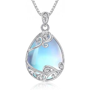Moonstone Necklace Filigree Teardrop Pendant Necklace Jewelry for Women in Saudi Arabia