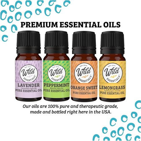 Wild Essentials Tree of Life Essential Oil Leather Wrap Bracelet Diffuser Kit, Gift Set, Lavender, Lemongrass, Peppermint, Orange Oils, 12 Pads, Customizable Color Changing Perfume Jewelry, Black in Saudi Arabia