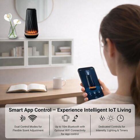 Black Pearl Smart Aroma Machine with Timer - Waterless Fragrance Oil Diffuser 100ml, Bluetooth and Manual Control, Whisper Quiet Operation, Rechargeable for Home, Office, Spa, and Hotel in Saudi Arabia