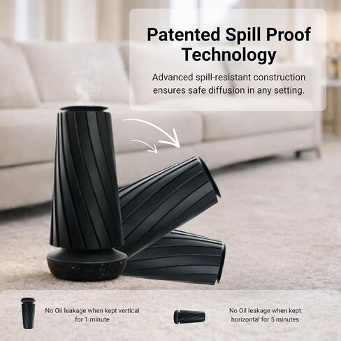 Black Pearl Smart Aroma Machine with Timer - Waterless Fragrance Oil Diffuser 100ml, Bluetooth and Manual Control, Whisper Quiet Operation, Rechargeable for Home, Office, Spa, and Hotel in Saudi Arabia