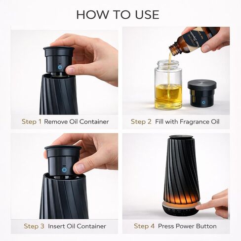 Black Pearl Smart Aroma Machine with Timer - Waterless Fragrance Oil Diffuser 100ml, Bluetooth and Manual Control, Whisper Quiet Operation, Rechargeable for Home, Office, Spa, and Hotel in Saudi Arabia