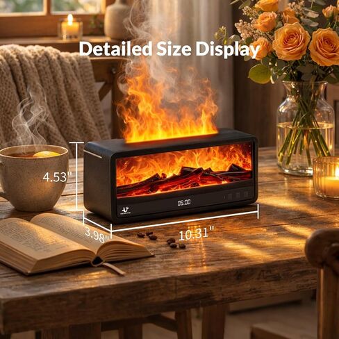Fireplace Aroma Diffuser for Bedroom Nightstand, Essential Oil Diffuser with Realistic Flame Effect, Remote Control, Timer Auto-Off, 7 Color LED Ultrasonic Aromatherapy Diffuser for Home Office Decor in Kuwait