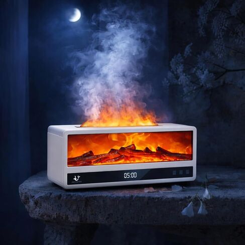 Fireplace Aroma Diffuser for Bedroom Nightstand, Essential Oil Diffuser with Realistic Flame Effect, Remote Control, Timer Auto-Off, 7 Color LED Ultrasonic Aromatherapy Diffuser for Home Office Decor in Kuwait