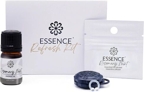 Essence Refresh Kit | Solid Scents Essential Oils | Aromatherapy Nasal Diffuser | Personal Scent Clip for Travel, Work & Everyday Use | Made in USA | Rosemary Mint | Black Pod in Saudi Arabia