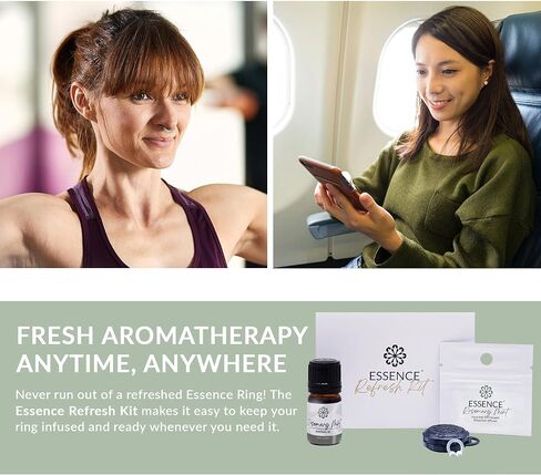Essence Refresh Kit | Solid Scents Essential Oils | Aromatherapy Nasal Diffuser | Personal Scent Clip for Travel, Work & Everyday Use | Made in USA | Rosemary Mint | Black Pod in Saudi Arabia