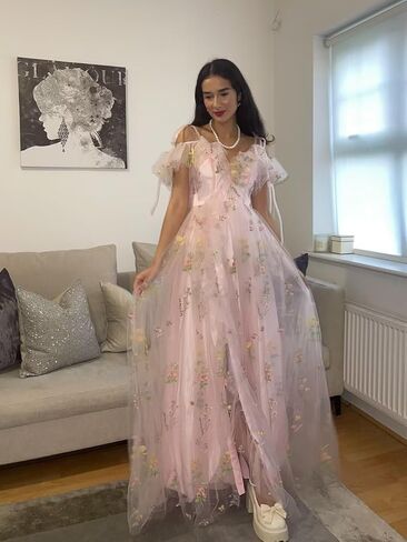 Embroidery Tulle Prom Dresses Formal Gowns 2025 Green Ruched Corset Flower Party Floor Length Dresses for Wpmen Size 16 in Saudi Arabia