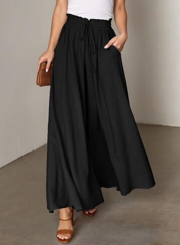 Women Casual High Waisted Pants Palazzo Wide Leg Long Lounge Trendy Trousers in Kuwait