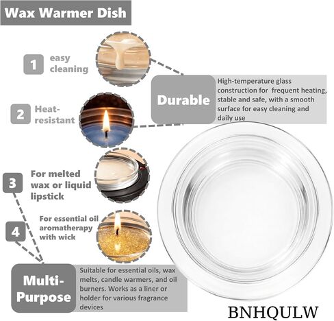 2Pcs Wax Warmer Replacement Dish, Wax Melt Dish for Candle Warmer, 4.5in Glass Transparent Aromatherapy Essential Oil Diffuser Dishes for Home, Office. in Saudi Arabia