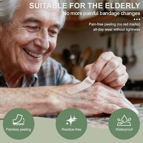 Hysimedy Silicone Bandages for Sensitive Fragile Skin 3/4"x3" 100 Count Flexible Fabric Latex Free Hypoallergenic Breathable Small Bandages for Wounds Easy Painless Removal for Geriatric and Children in Saudi Arabia