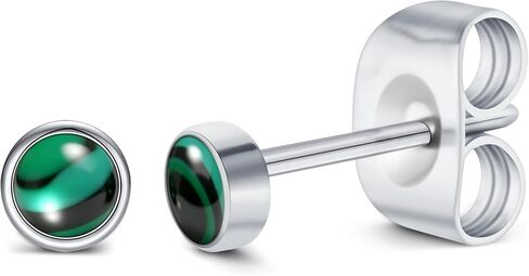 Malachite Round Stud Earrings Hypoallergenic Titanium Earrings for Women Green Natural Stone Simple & Versatile Jewelry Light Luxury Gift 3/4/5MM in Saudi Arabia
