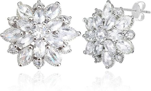 Sterling Silver Post Sunflower Stud Earrings with Cubic Zirconia, Hypoallergenic Fashion Jewelry Gift for Women in Saudi Arabia