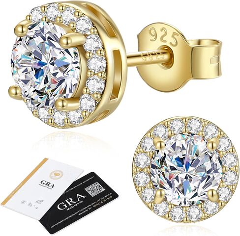 Moissanite Stud Earrings for Women Men, 925 Sterling Silver Moissanite Earrings, D Color VVS1, Hypoallergenic Push Back Stud Earring Jewelry Gifts for Birthday Anniversary in Saudi Arabia