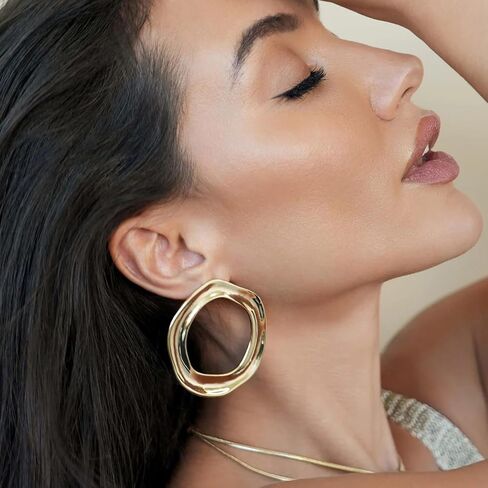Ettika Stud Earrings For Women. Open Circle Statement Studs. 18K Gold Plated Earrings. Statement Earrings for Women. Jewelry in Kuwait