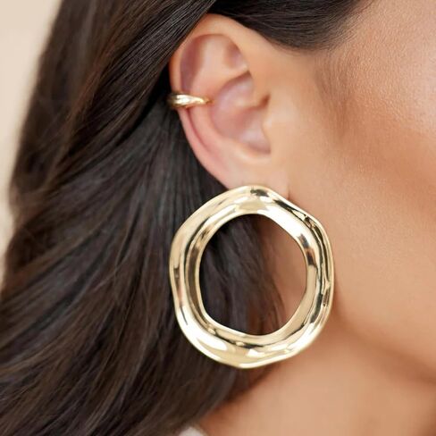 Ettika Stud Earrings For Women. Open Circle Statement Studs. 18K Gold Plated Earrings. Statement Earrings for Women. Jewelry in Kuwait