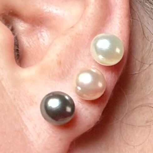 8mm Freshwater Pearl Earrings Pearl Stud 3 Pairs Pink White Black Red Blue in Kuwait
