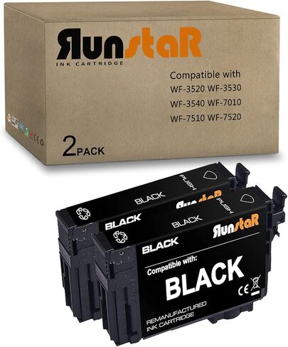Run Star 2 Pack 127 خرطوشة حبر أرجوانية معاد تصنيعها بديلة لإبسون 127 T127 تستخدم لطابعة Epson Workforce 60 530 625 545 645 840 845 WF-3520 WF-3540 WF-7010 WF-7510 WF-7520 (2 أرجواني) in Kuwait